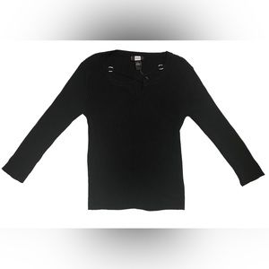 Studio 1940 Women”s Long Sleeve Medium Black Sweater with diamonds rhinestones